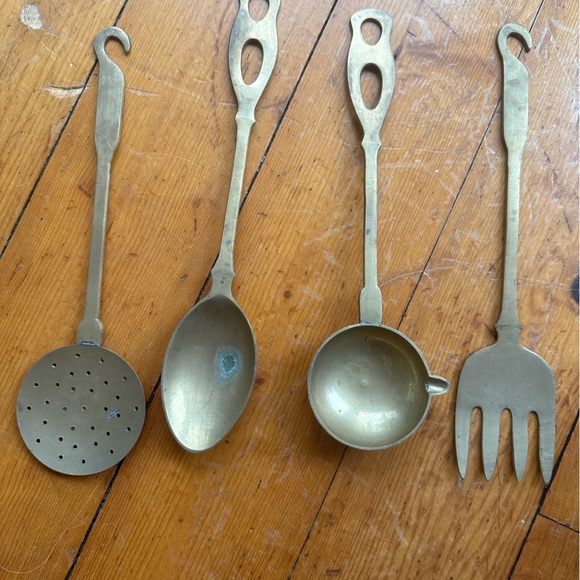 Vintage Brass Hanging Cutlery Set - Picture 4 of 4